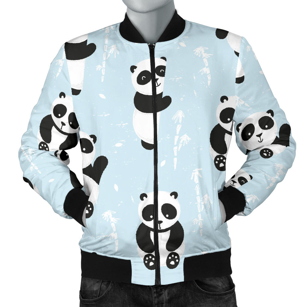 Panda Pattern Print Design A01 Men Bomber Jacket