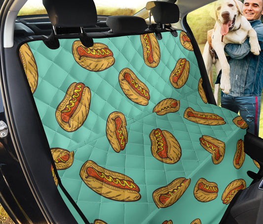 Hot Dog Pattern Print Design 04 Rear Dog Car Seat Cover Hammock
