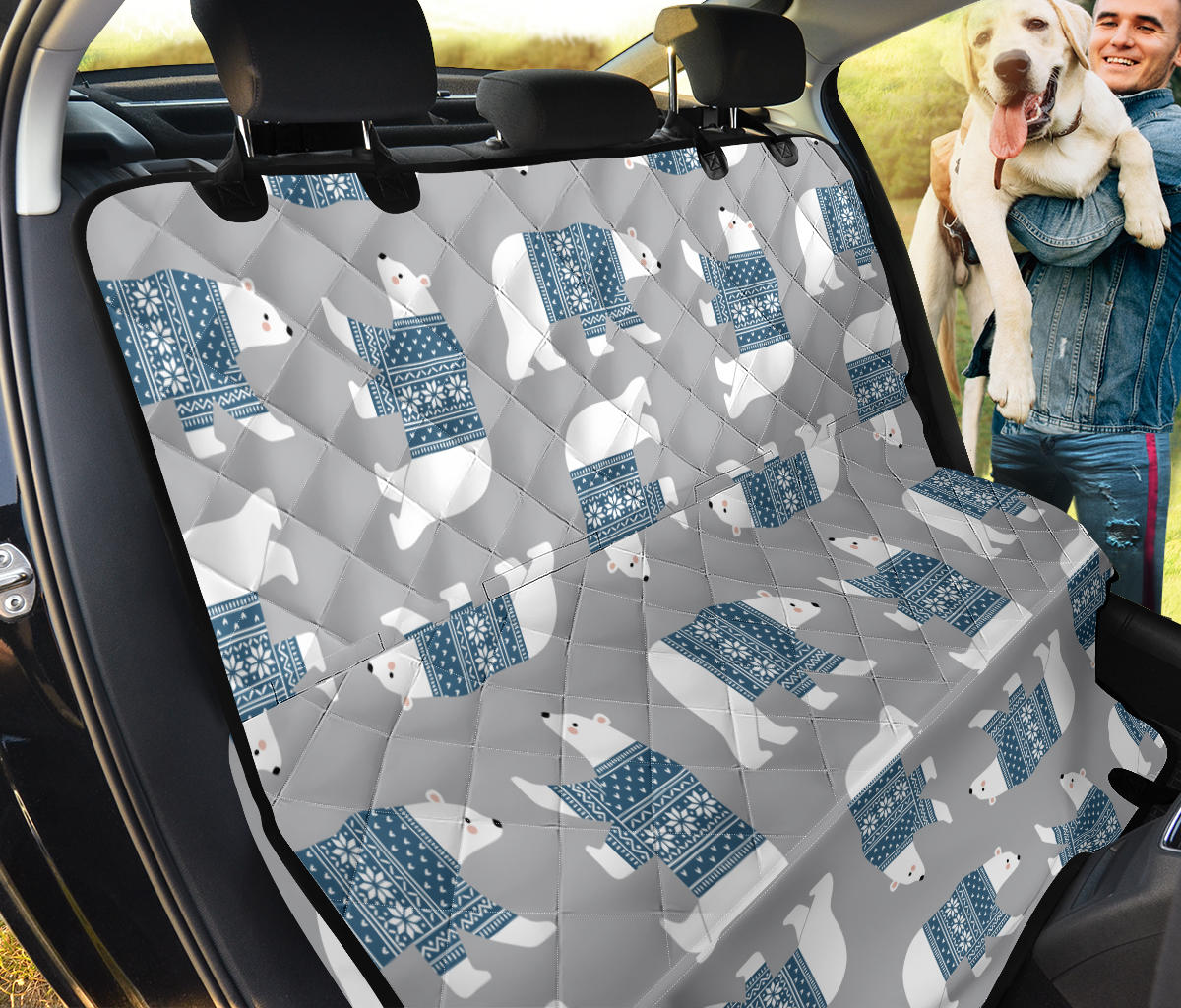 Polar Bear Pattern Print Design A03 Rear Dog Car Seat Cover Hammock