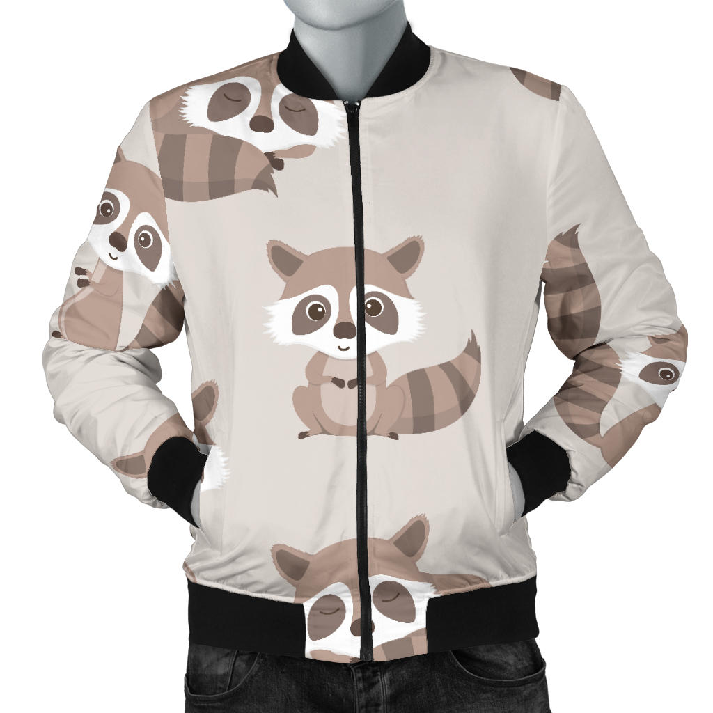 Raccoon Pattern Print Design A05 Men Bomber Jacket