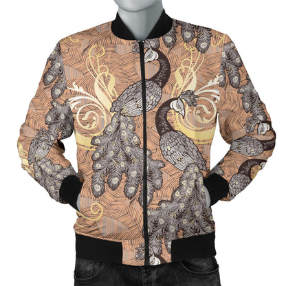 Peacock Pattern Print Design A05 Men Bomber Jacket