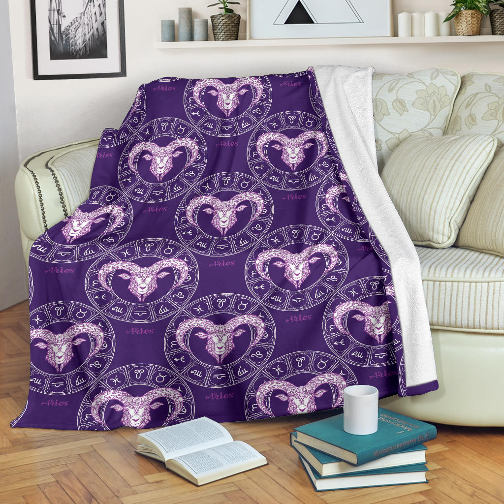 Aries Zodiac Pattern Print Design 02 Premium Blanket
