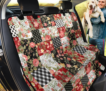 Patchwork Flower Pattern Print Design 03 Rear Dog Car Seat Cover Hammock