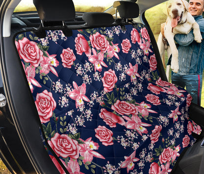 Rose Pattern Print Design A05 Rear Dog Car Seat Cover Hammock