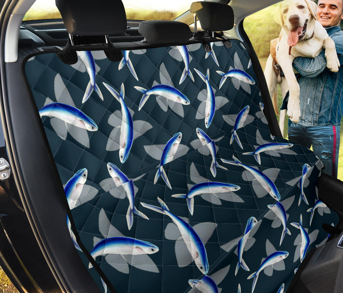 Flying Fish Pattern Print Design 04 Rear Dog Car Seat Cover Hammock