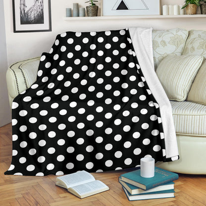 Polka Dot Black White Pattern Print Design 03 Premium Blanket