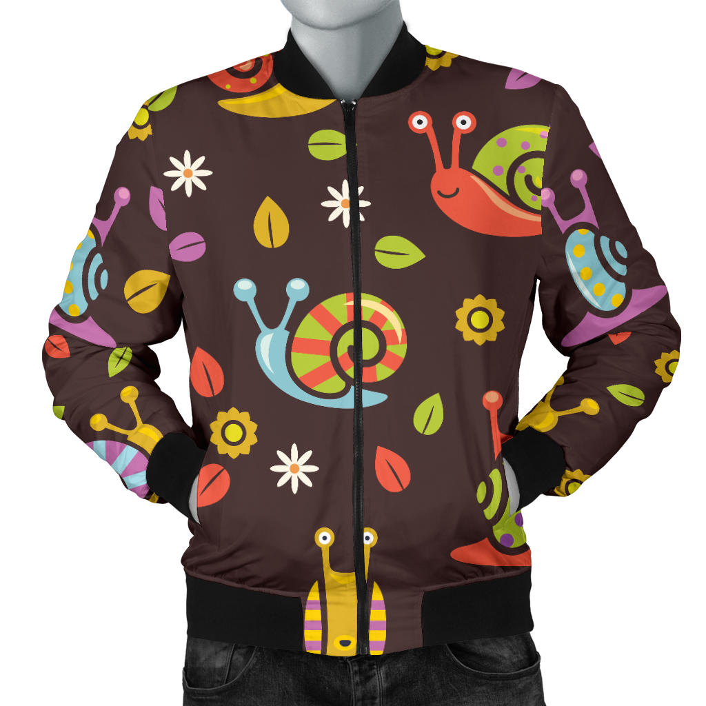 Snail Pattern Print Design 01 Men Bomber Jacket