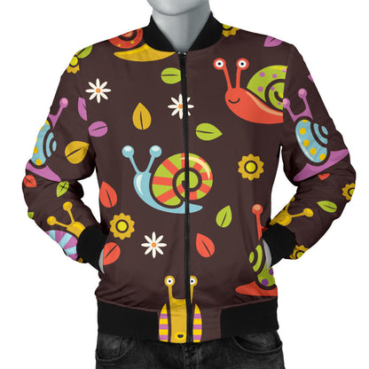 Snail Pattern Print Design 01 Men Bomber Jacket