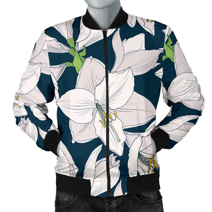 Amaryllis Pattern Print Design 01 Men Bomber Jacket