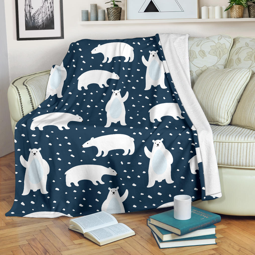 Polar Bear Pattern Print Design A02 Premium Blanket