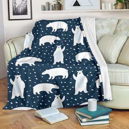 Polar Bear Pattern Print Design A02 Premium Blanket