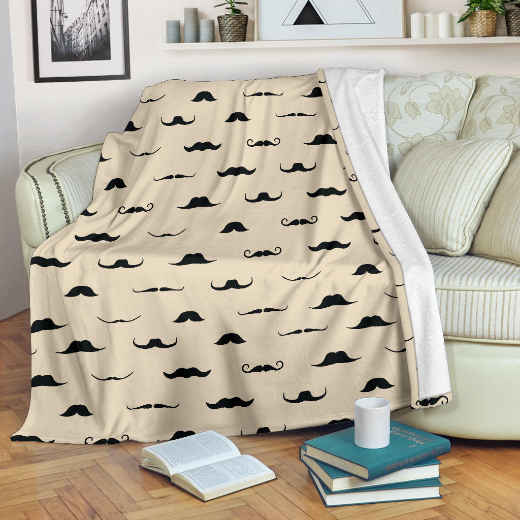 Mustache Pattern Print Design A03 Premium Blanket