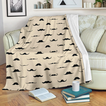 Mustache Pattern Print Design A03 Premium Blanket