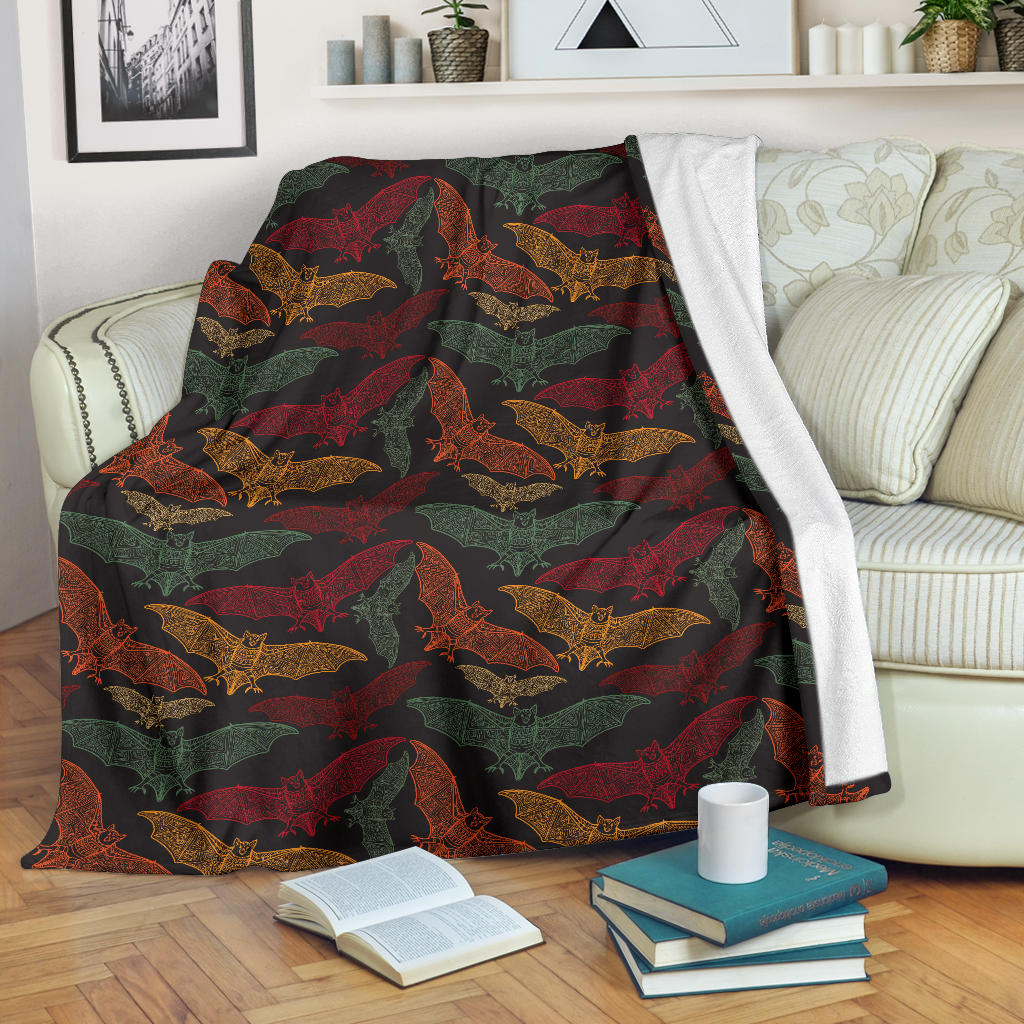 Bat Tribal Pattern Print Design 03 Premium Blanket