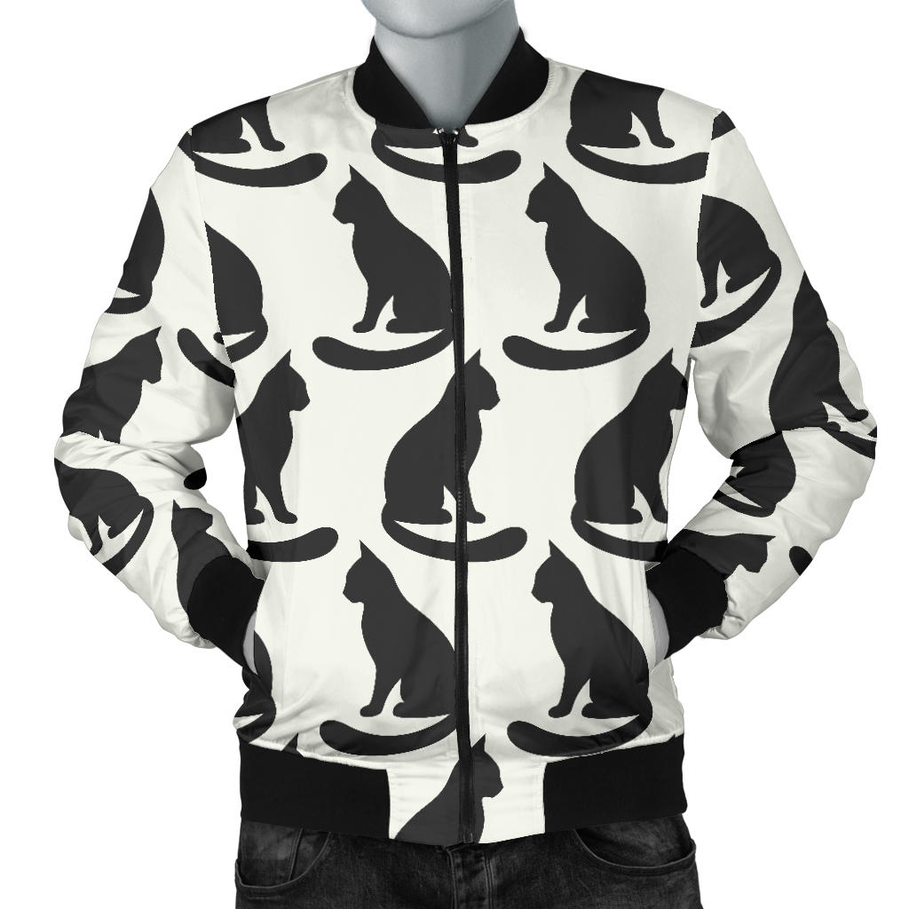 Black Cat Pattern Print Design 02 Men Bomber Jacket