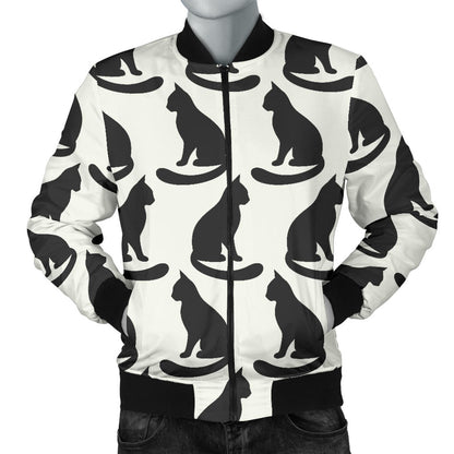 Black Cat Pattern Print Design 02 Men Bomber Jacket