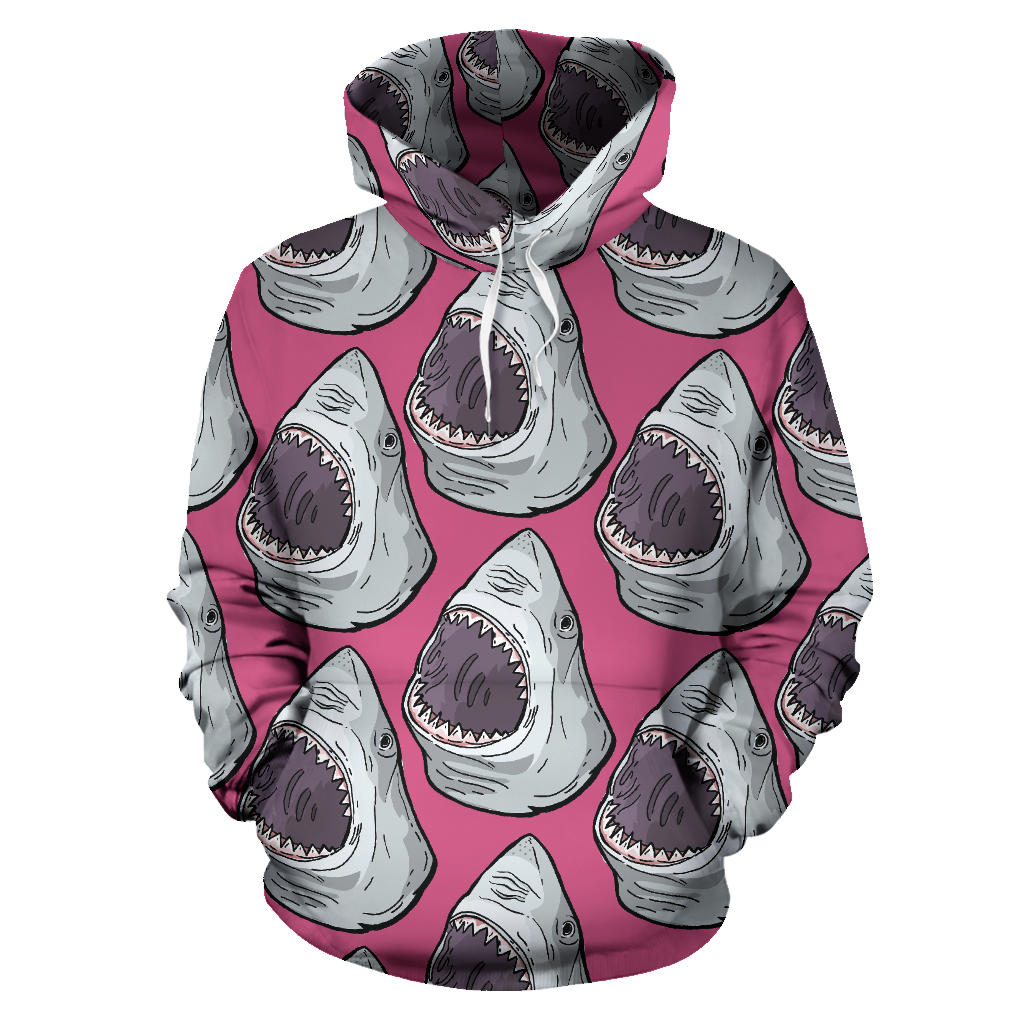 Great White Shark Pattern Print Design 01 Pullover Hoodie