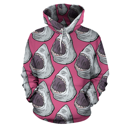 Great White Shark Pattern Print Design 01 Pullover Hoodie