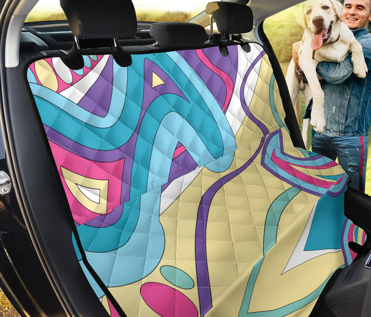 Funky Retro Pattern Print Design A01 Rear Dog Car Seat Cover Hammock