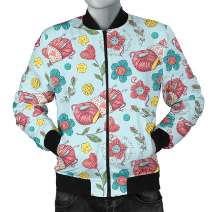 Crochet Pattern Print Design 01 Men Bomber Jacket