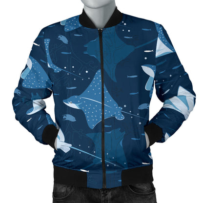 Manta Ray Pattern Print Design 02 Men Bomber Jacket