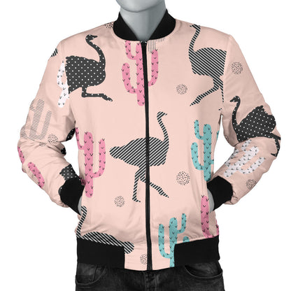 Ostrich Pattern Print Design 03 Men Bomber Jacket