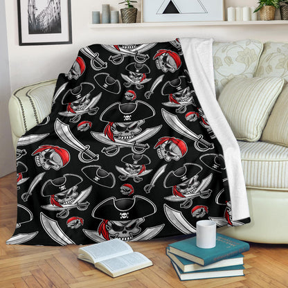 Pirate Pattern Print Design A05 Premium Blanket