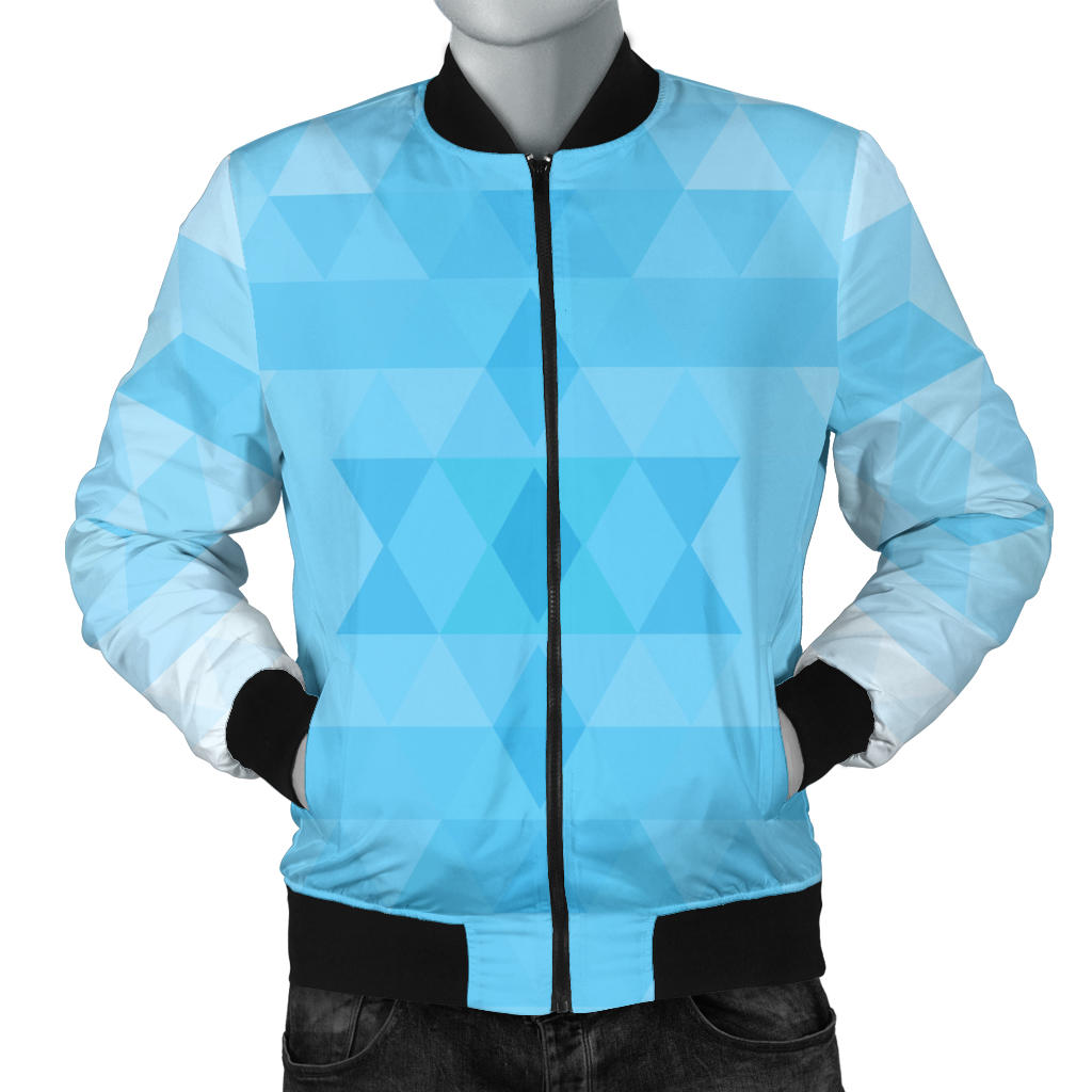 Geometric Blue Pattern Print Design 01 Men Bomber Jacket