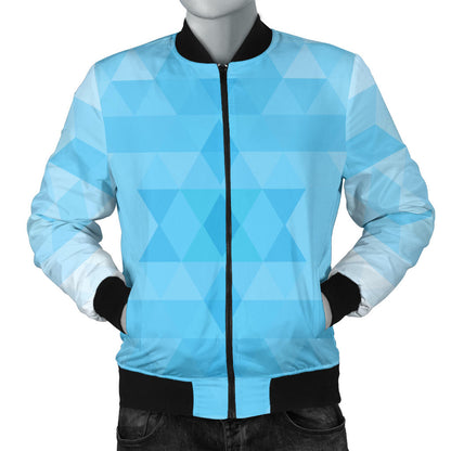 Geometric Blue Pattern Print Design 01 Men Bomber Jacket