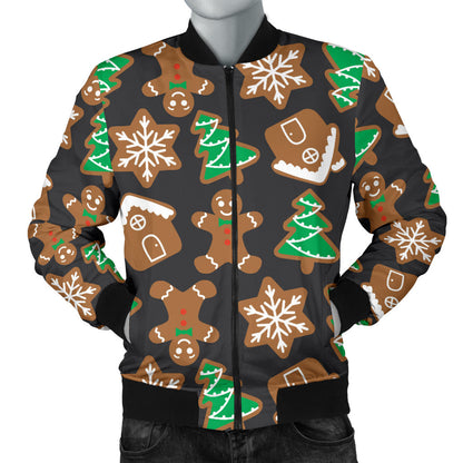 Gingerbread Pattern Print Design 02 Men Bomber Jacket