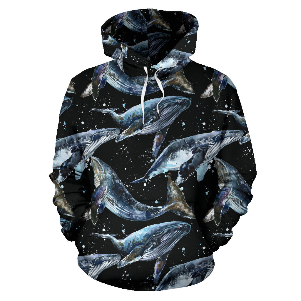 Humpback Whale Pattern Print Design 01 Pullover Hoodie