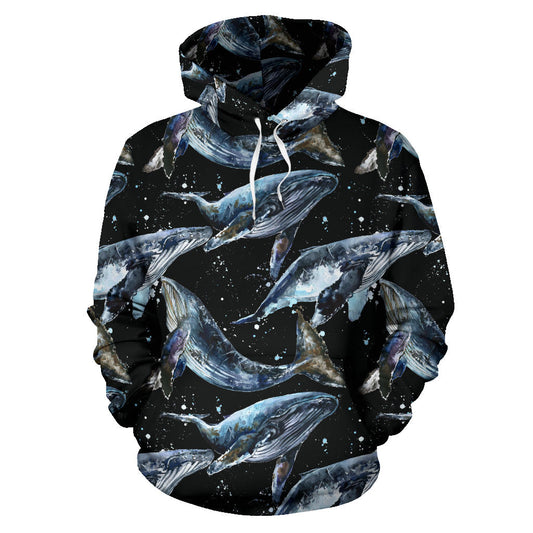 Humpback Whale Pattern Print Design 01 Pullover Hoodie