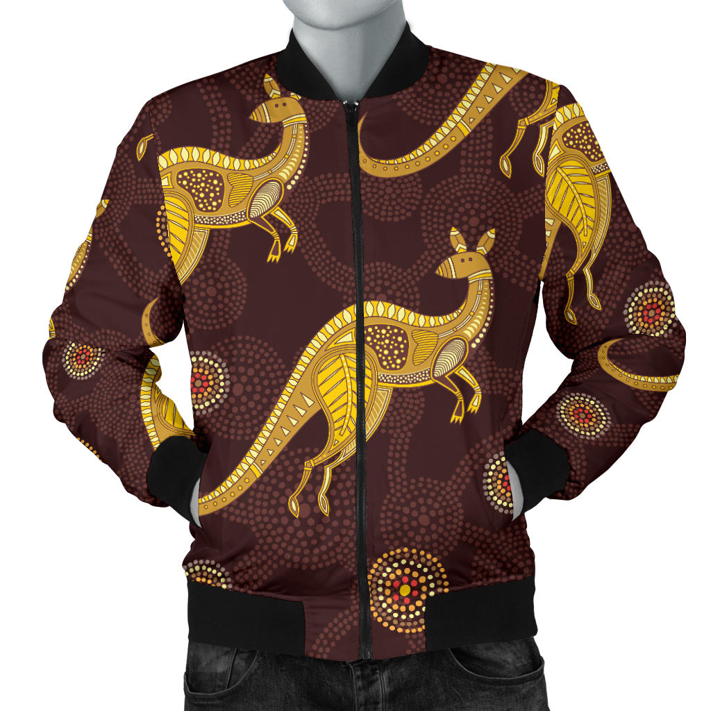 Kangaroos Aboriginal Pattern Print Design 08 Men Bomber Jacket