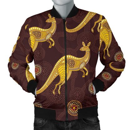 Kangaroos Aboriginal Pattern Print Design 08 Men Bomber Jacket