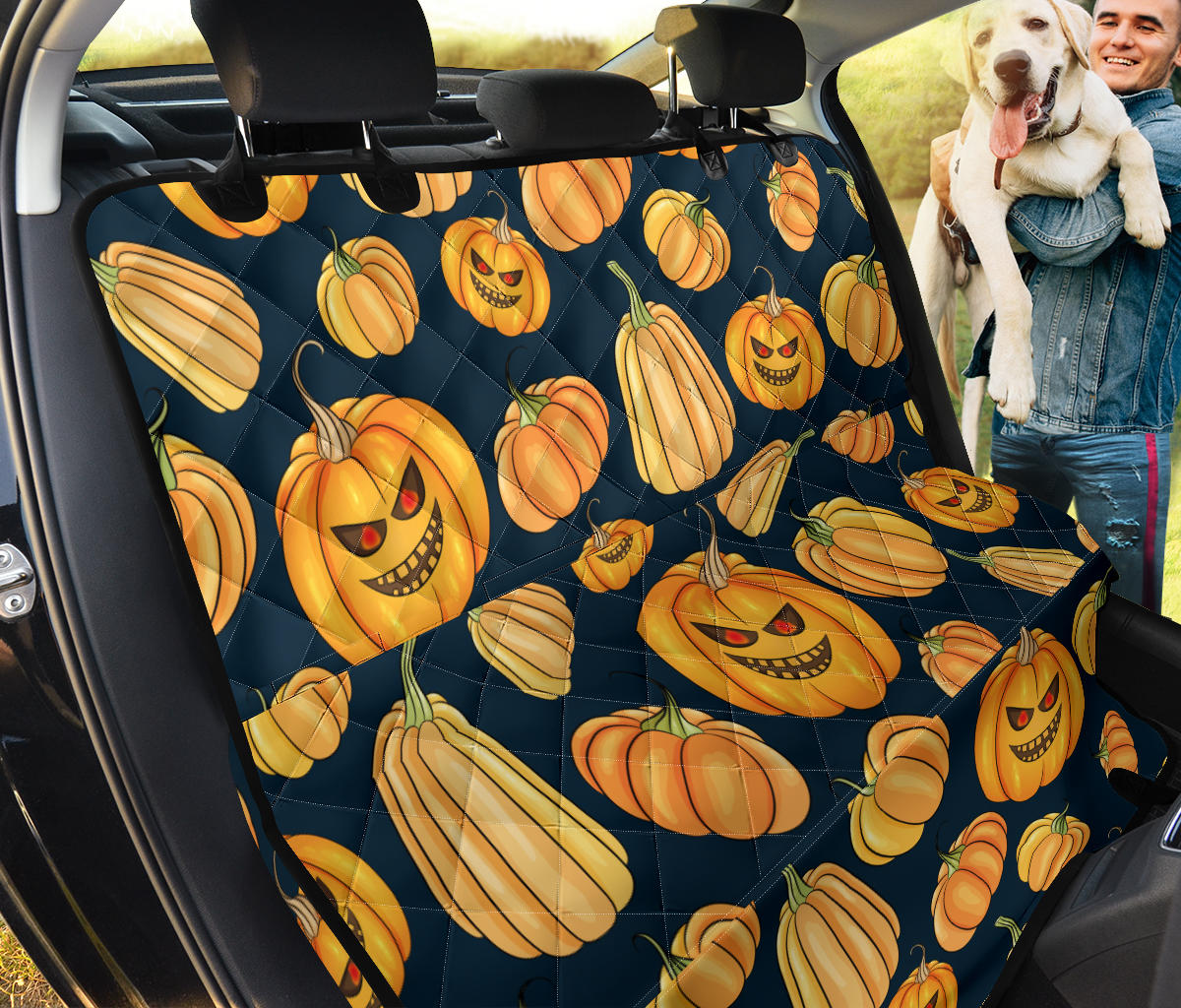 Pumpkin Halloween Pattern Print Design A04 Rear Dog Car Seat Cover Hammock
