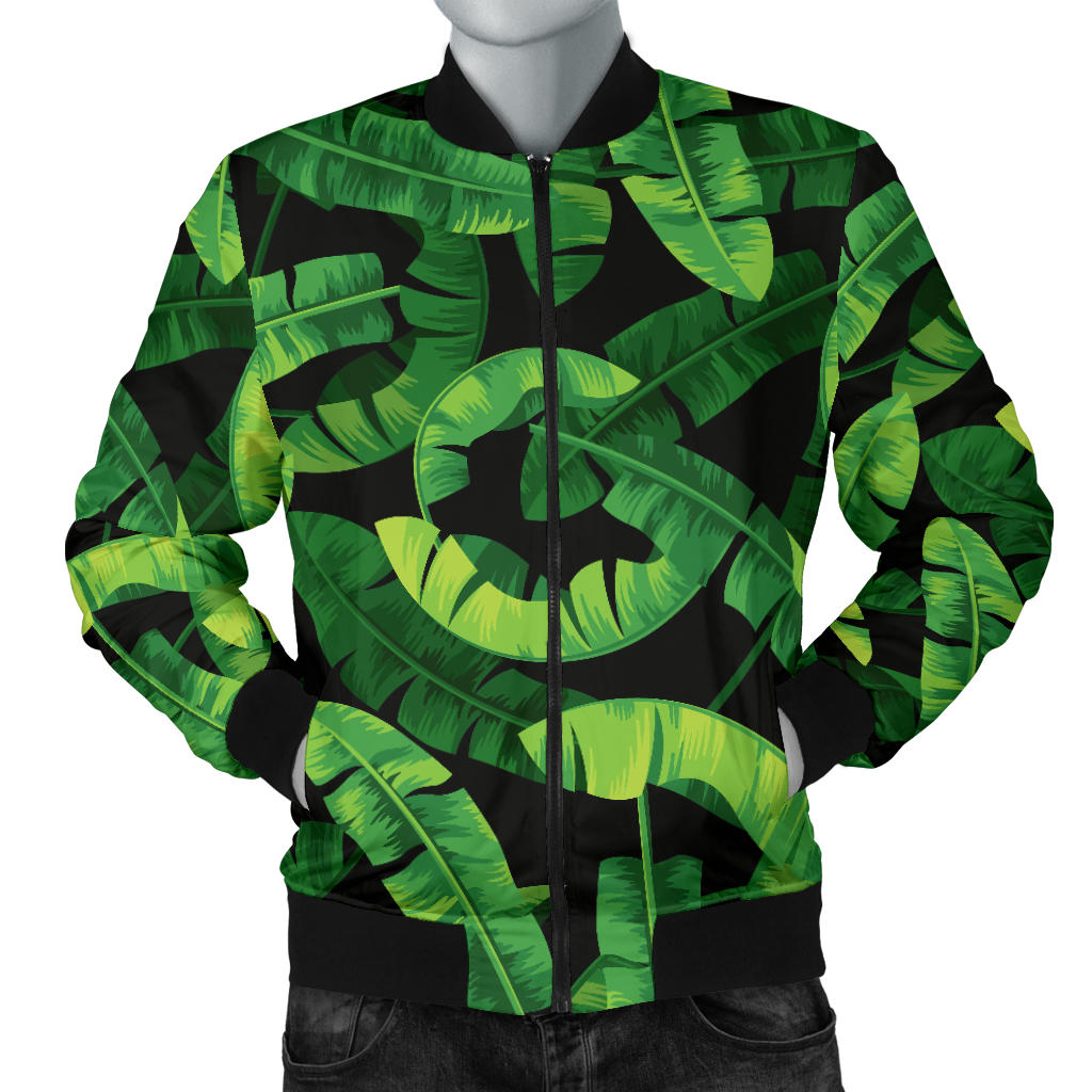 Banana Leaf Pattern Print Design 02 Men Bomber Jacket