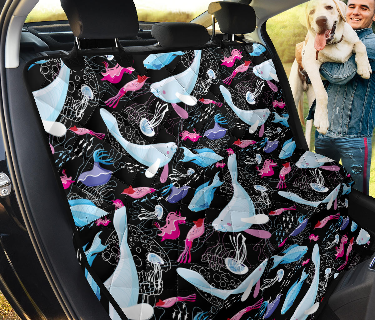 Manatee Pattern Print Design 02 Rear Dog Car Seat Cover Hammock