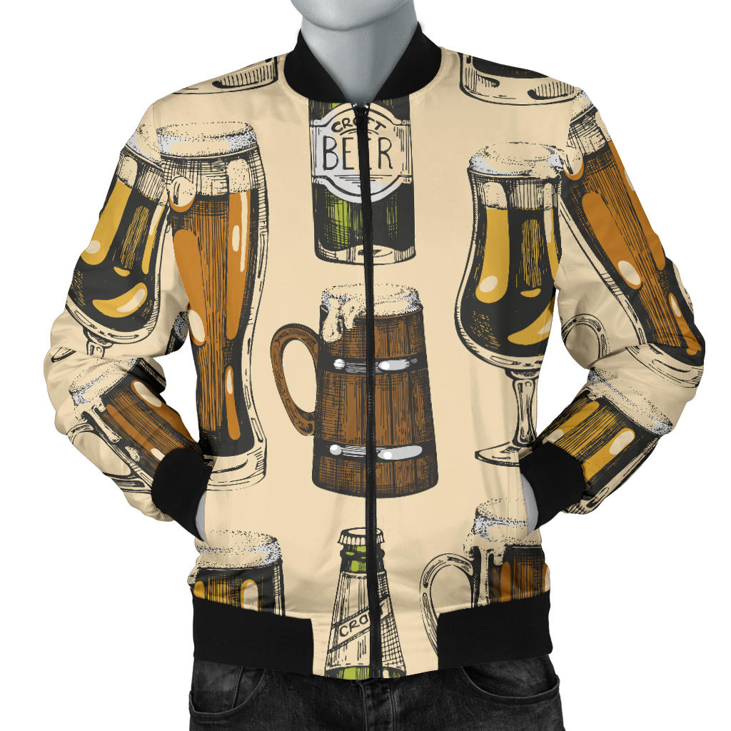 Beer Pattern Print Design 04 Men Bomber Jacket