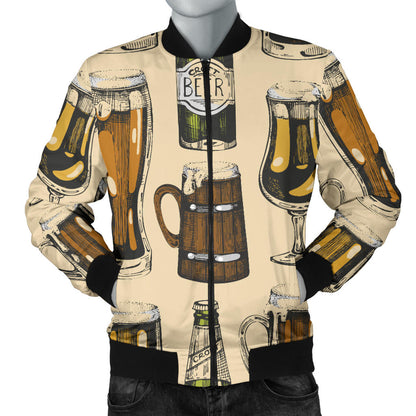 Beer Pattern Print Design 04 Men Bomber Jacket