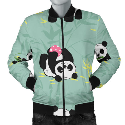 Panda Pattern Print Design A05 Men Bomber Jacket