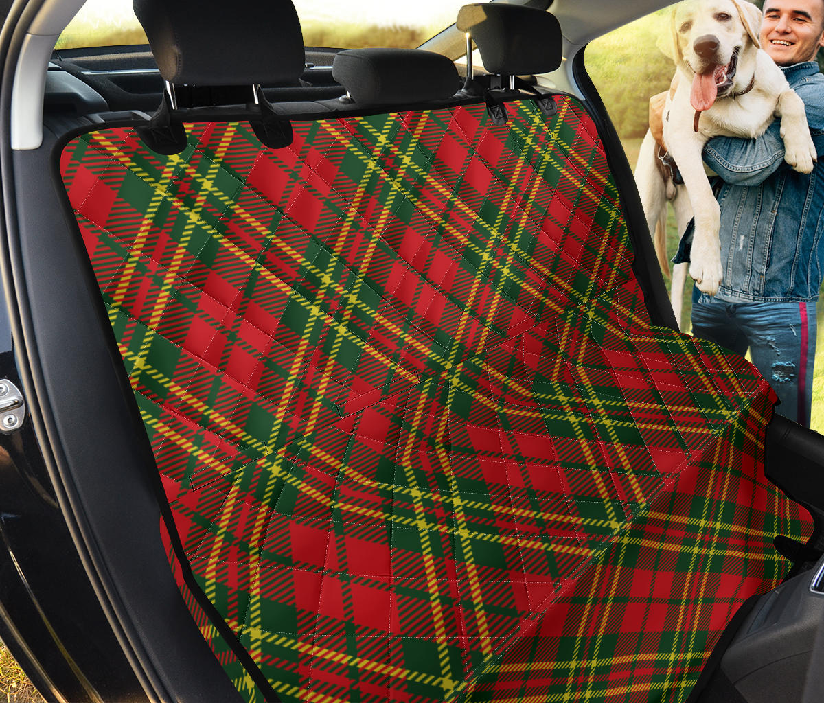 Plaid Holiday Pattern Print Design A01 Rear Dog Car Seat Cover Hammock