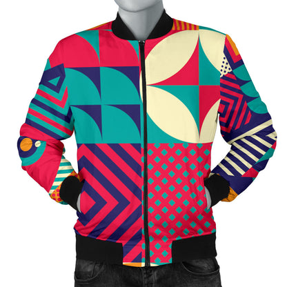 Mosaic Pattern Print Design 03 Men Bomber Jacket