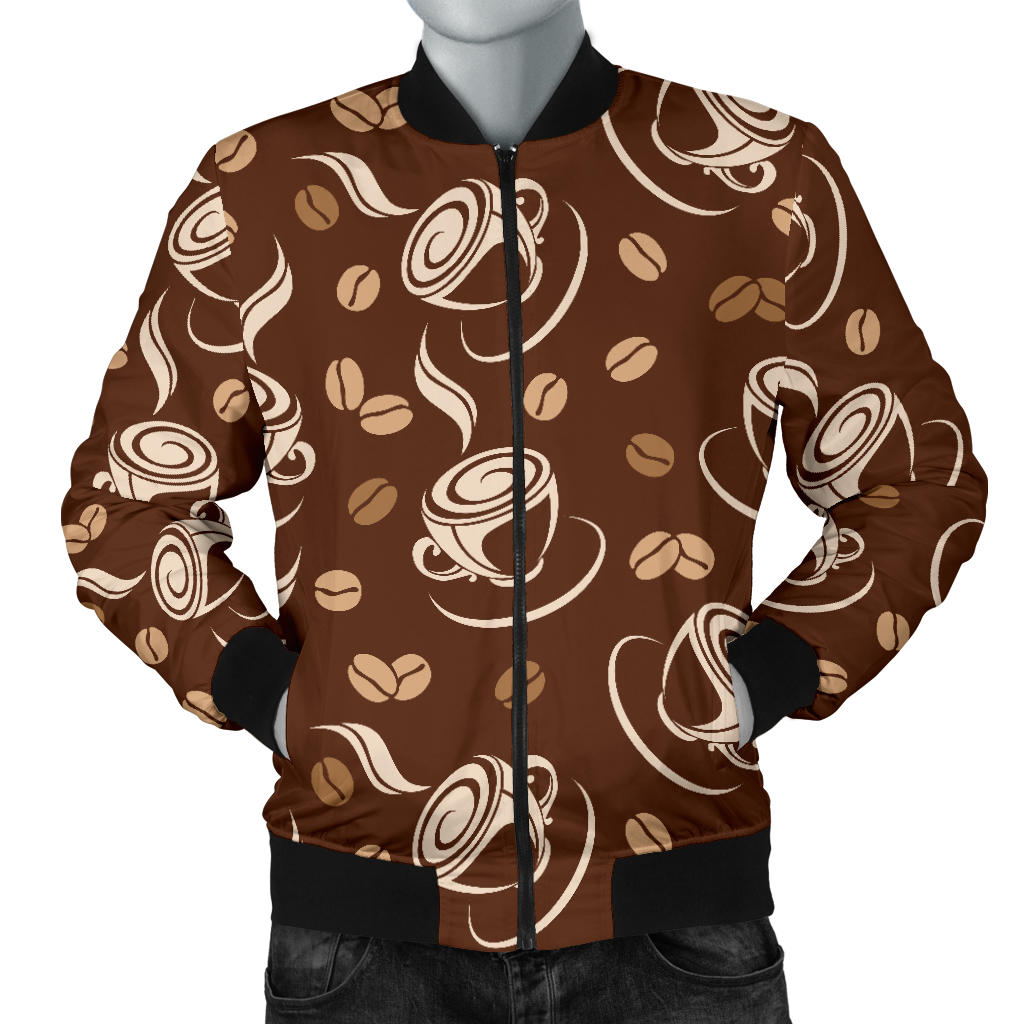 Coffee Pattern Print Design 03 Men Bomber Jacket
