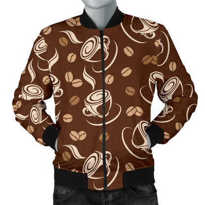 Coffee Pattern Print Design 03 Men Bomber Jacket