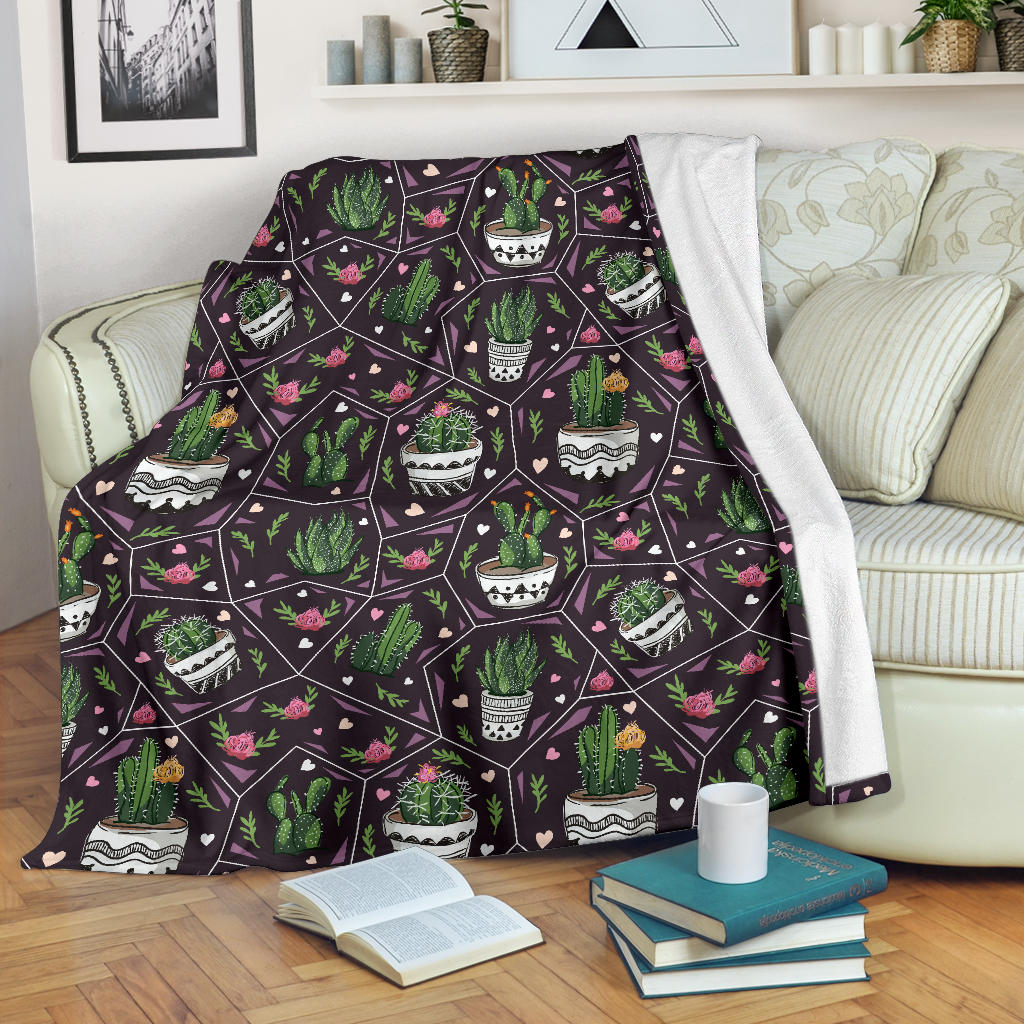 Cactus Pattern Print Design 03 Premium Blanket