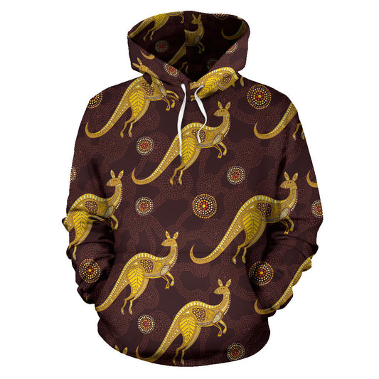Kangaroos Aboriginal Pattern Print Design 08 Pullover Hoodie