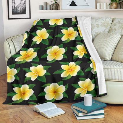 Plumeria Pattern Print Design A03 Premium Blanket