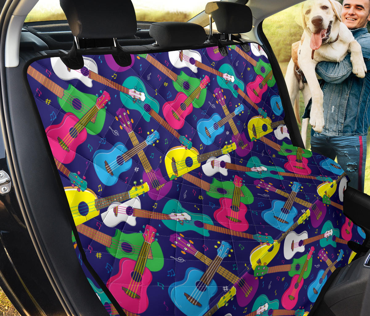 Ukulele Pattern Print Design 02 Rear Dog Car Seat Cover Hammock