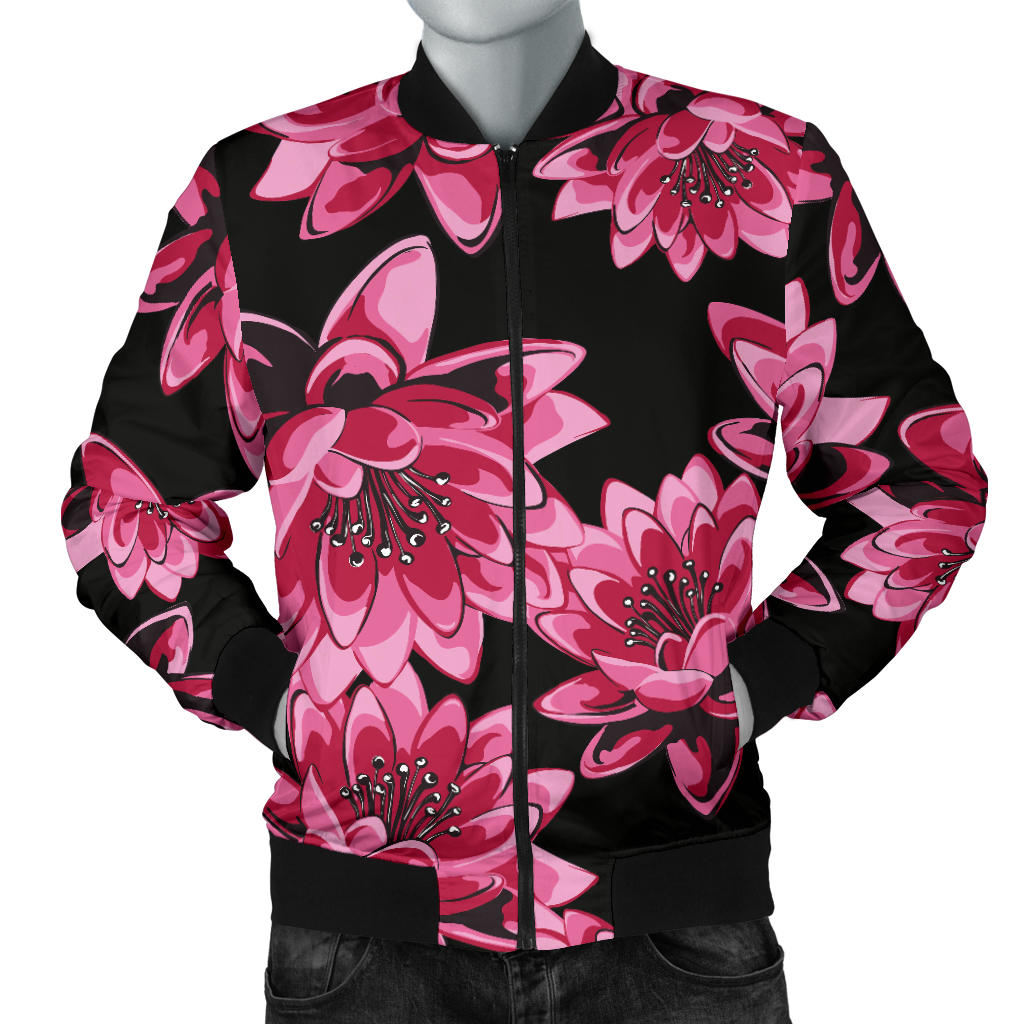 Lotus Pattern Print Design 03 Men Bomber Jacket