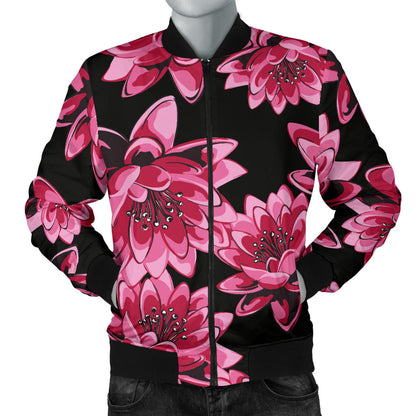 Lotus Pattern Print Design 03 Men Bomber Jacket